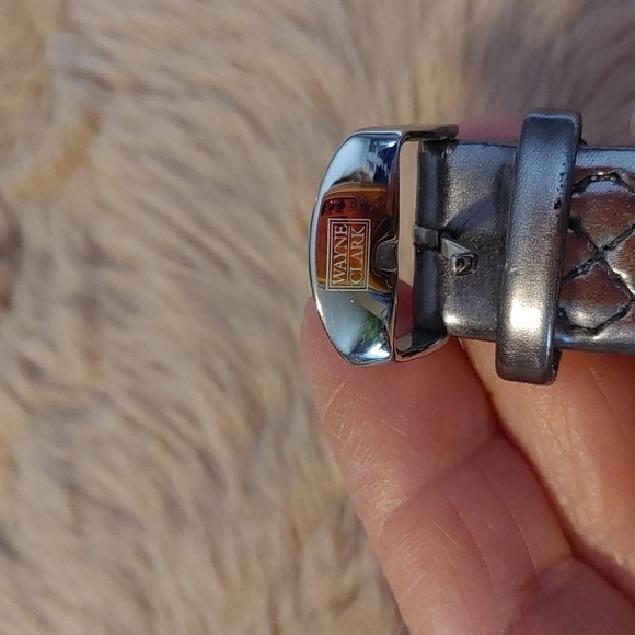 Vintage Wayne Clark Quartz Square Face Watch with Crystals and Leather Strap - Picture 11 of 13